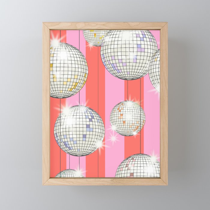 Striped Party Disco Ball Pink Mini Art Print Gallery Image 1