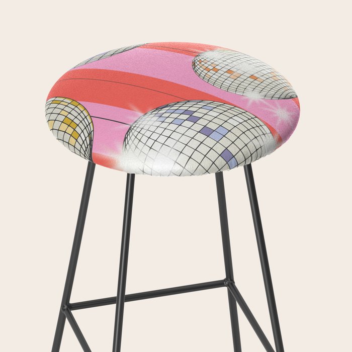 Striped Party Disco Ball Pink Stool Gallery Image 2