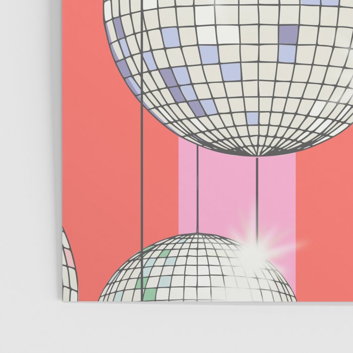 Striped Party Disco Ball Pink Poster Gallery Image 3