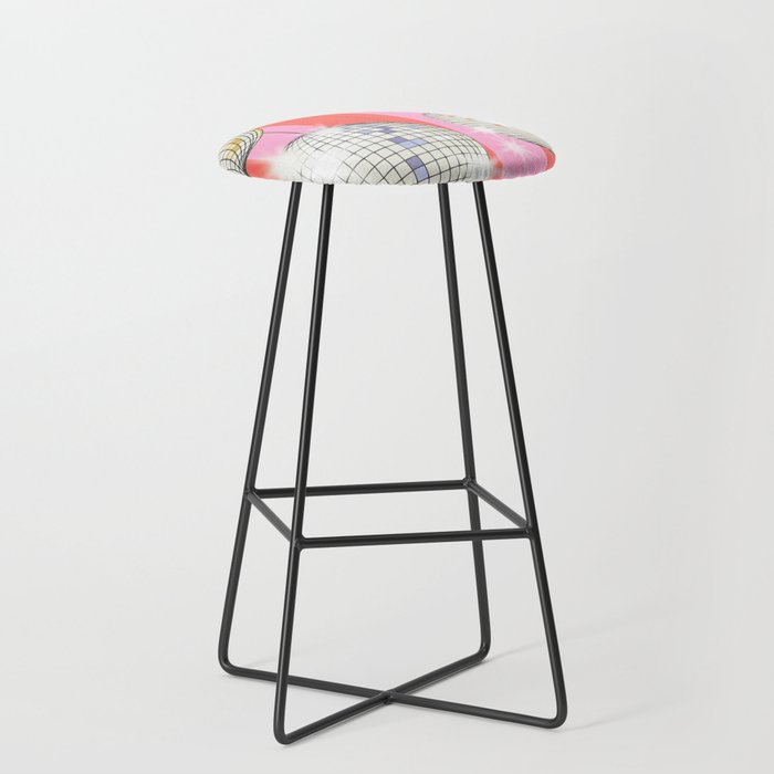 Striped Party Disco Ball Pink Stool Gallery Image 1
