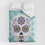 DÃ­a de Muertos â¢ Mexican Sugar Skull - Baby Blue Palette Comforter Gallery Image 6