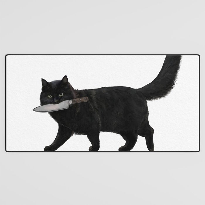 Knife Cat Desk Mat Gallery Image 3
