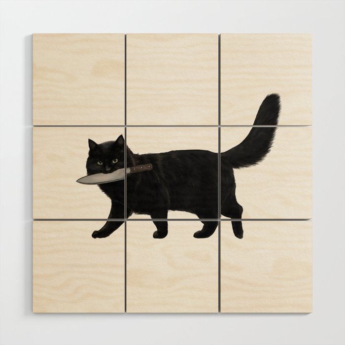 Knife Cat Wood Wall Art Gallery Image 1