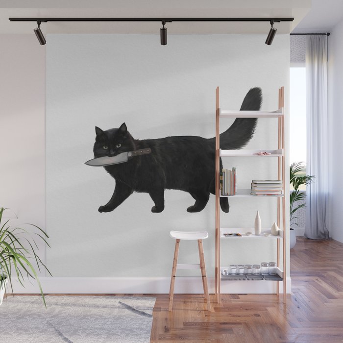Knife Cat Wall Mural Gallery Image 1