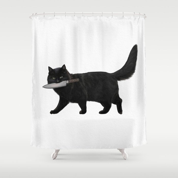 Knife Cat Shower Curtain Gallery Image 1
