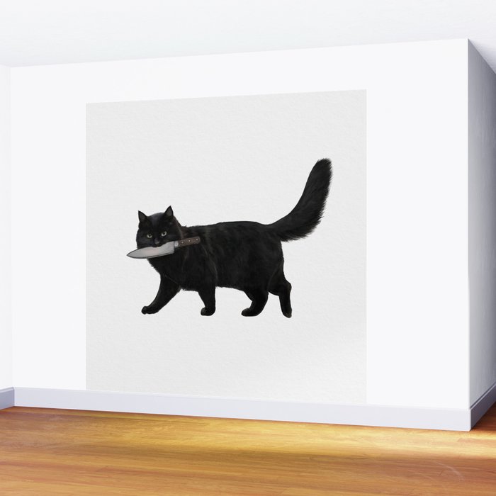Knife Cat Wall Mural Gallery Image 2
