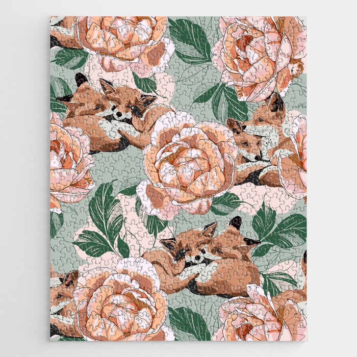 Red foxes in the rose bushes 24 Jigsaw Puzzle Gallery Image 1