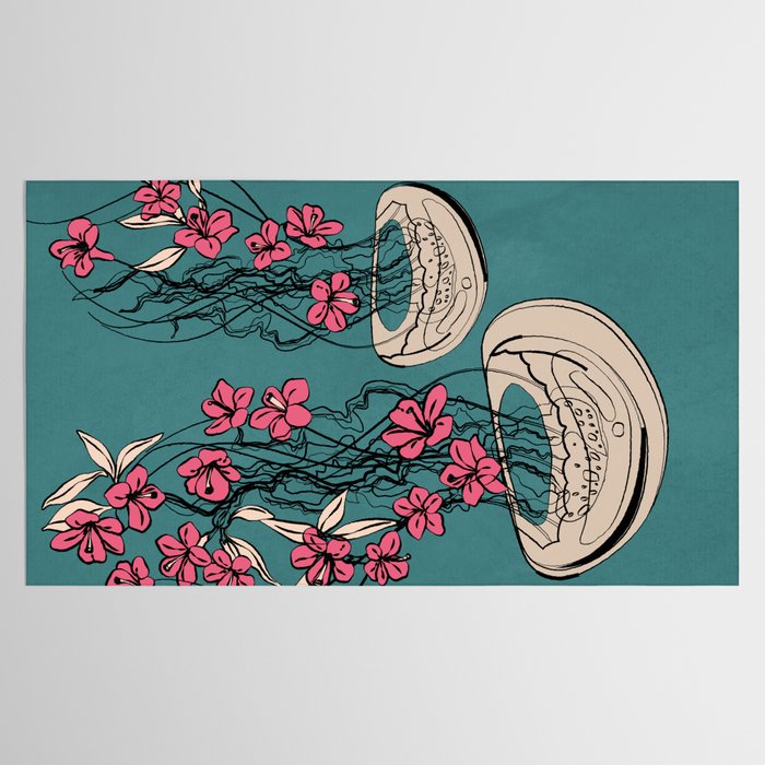 Floral Jellyfishes 1 Tablecloth Gallery Image 2