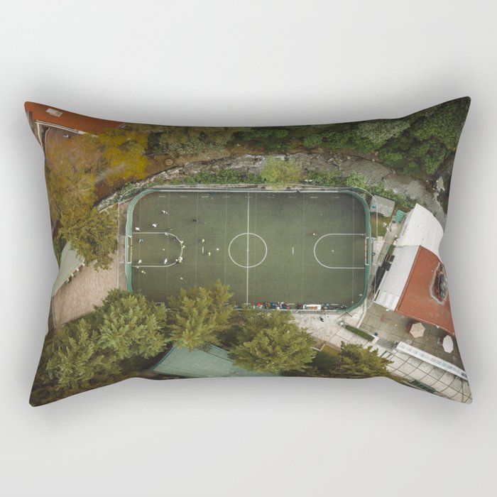 Aerial view of soccer field in Mexico City Rectangular Pillow Gallery Image 1