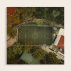 Aerial view of soccer field in Mexico City Wood Wall Art Gallery Image 1