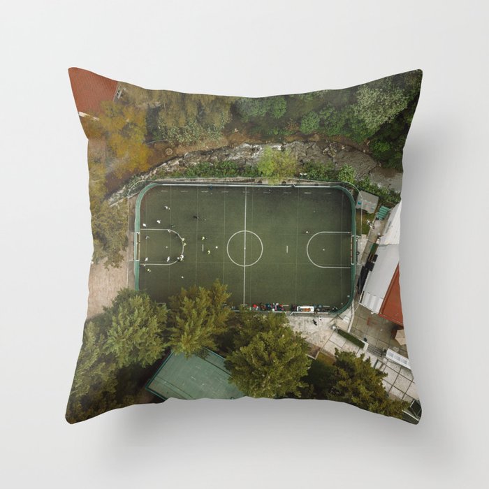 Aerial view of soccer field in Mexico City Throw Pillow Gallery Image 6