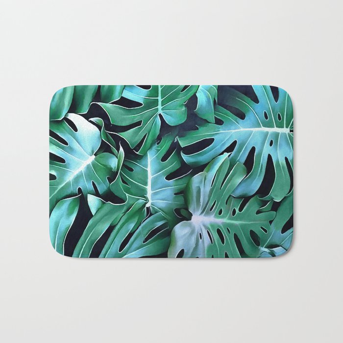 Monstera leaves Bath Mat Gallery Image 1
