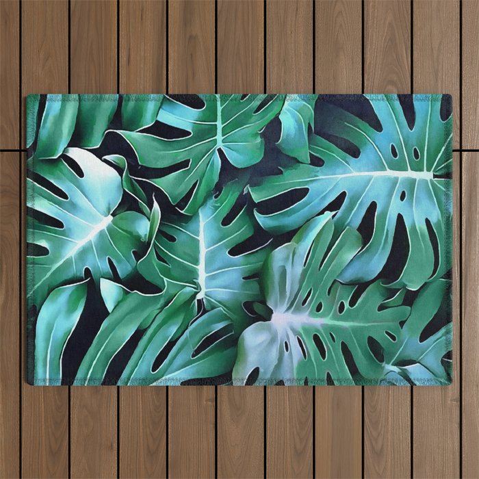 Monstera leaves Outdoor Rug Gallery Image 1
