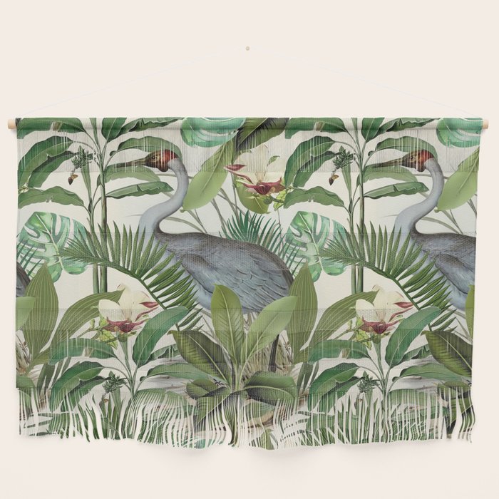 Tropical Heron Bird Rainforest Illustration Wall Hanging Gallery Image 1