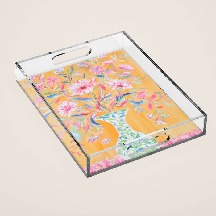 yellow vase flower  Acrylic Tray Gallery Image 1