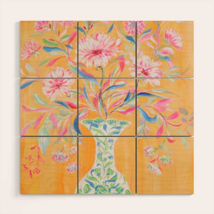 yellow vase flower  Wood Wall Art Gallery Image 1