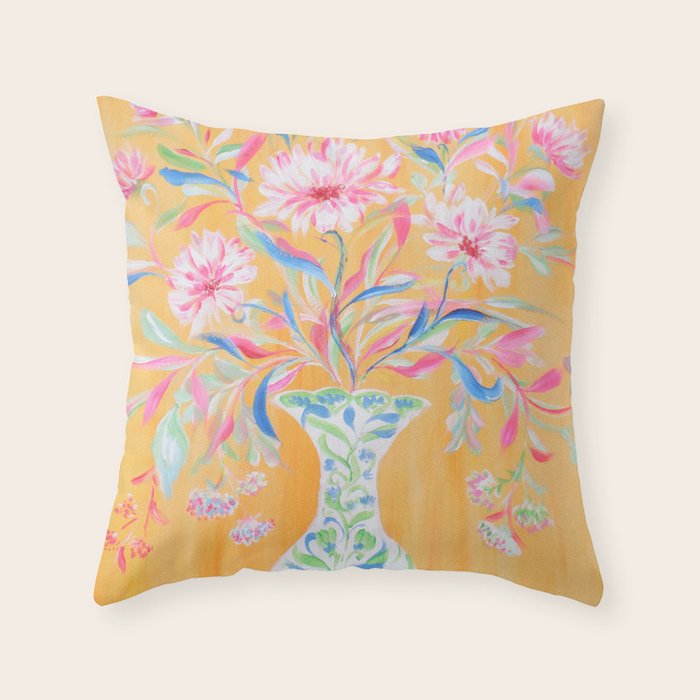 yellow vase flower  Throw Pillow Gallery Image 6