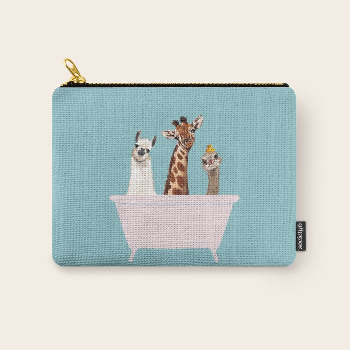 Playful Gangs in Bathtub Blue Carry All Pouch Gallery Image 1