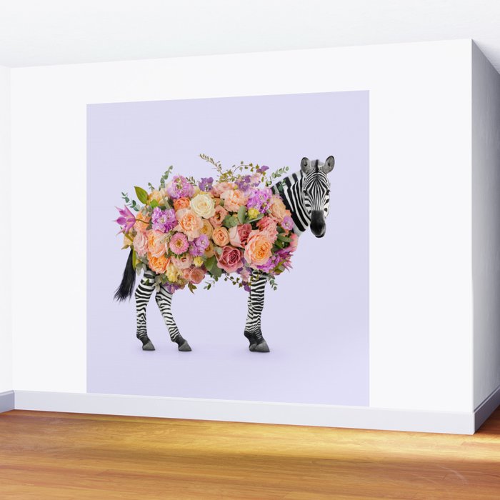 FLORAL ZEBRA Wall Mural Gallery Image 2