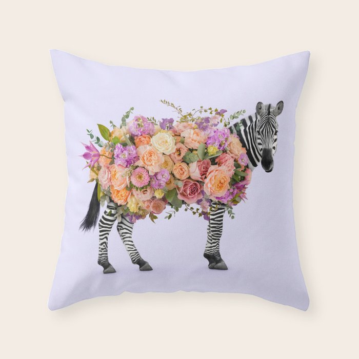 FLORAL ZEBRA Throw Pillow Gallery Image 6