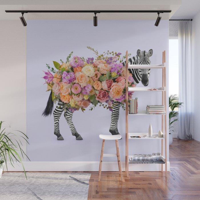 FLORAL ZEBRA Wall Mural Gallery Image 1