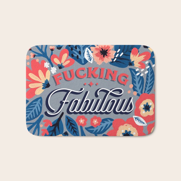 F*cking Fabulous - Denim & Coral Palette Bath Mat Gallery Image 1