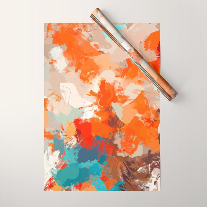 Pleasure, Abstract Painting Summer, Positivity Modern Bohemian Pop of Color Bright Good Vibes Wrapping Paper Gallery Image 1