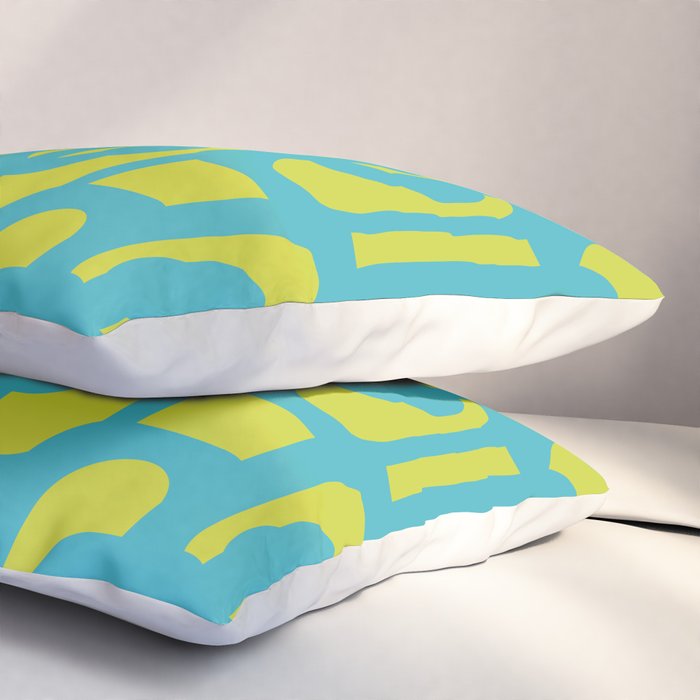 Mid Century Modern Loops Turquoise and Lime Green Pattern Pillow Sham Gallery Image 3