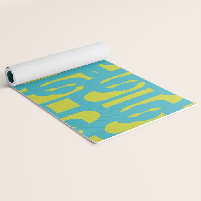 Mid Century Modern Loops Turquoise and Lime Green Pattern Yoga Mat Gallery Image 2