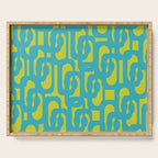 Mid Century Modern Loops Turquoise and Lime Green Pattern Serving Tray Gallery Image 1