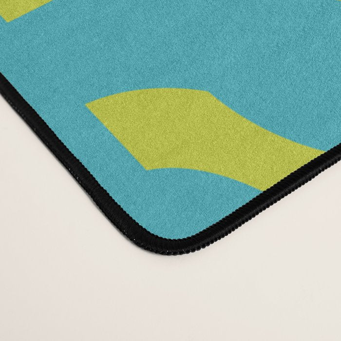 Mid Century Modern Loops Turquoise and Lime Green Pattern Desk Mat Gallery Image 4
