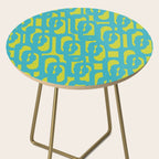 Mid Century Modern Loops Turquoise and Lime Green Pattern Side Table Gallery Image 2