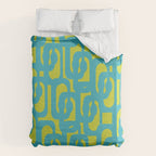 Mid Century Modern Loops Turquoise and Lime Green Pattern Duvet Cover Gallery Image 6
