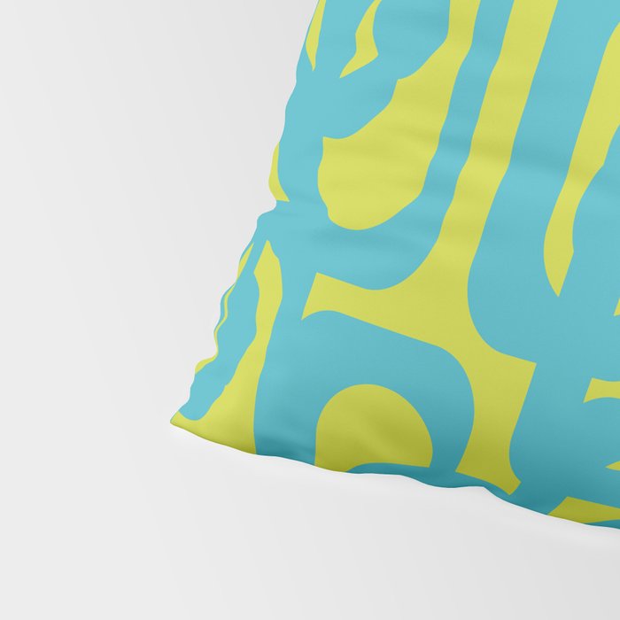 Mid Century Modern Loops Turquoise and Lime Green Pattern Pillow Sham Gallery Image 4