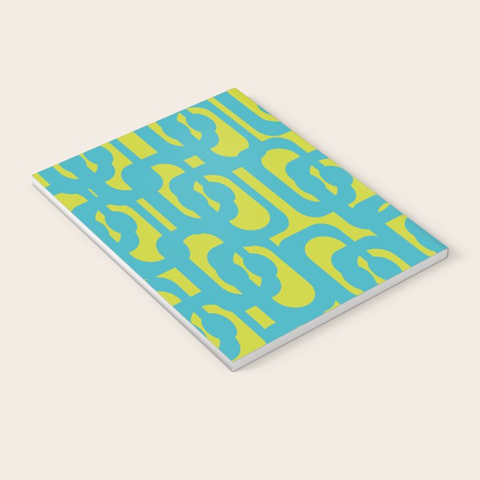 Mid Century Modern Loops Turquoise and Lime Green Pattern Notebook Gallery Image 3