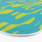 Mid Century Modern Loops Turquoise and Lime Green Pattern Bath Mat Gallery Image 3