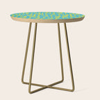 Mid Century Modern Loops Turquoise and Lime Green Pattern Side Table Gallery Image 1