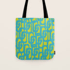 Mid Century Modern Loops Turquoise and Lime Green Pattern Tote Bag Gallery Image 1