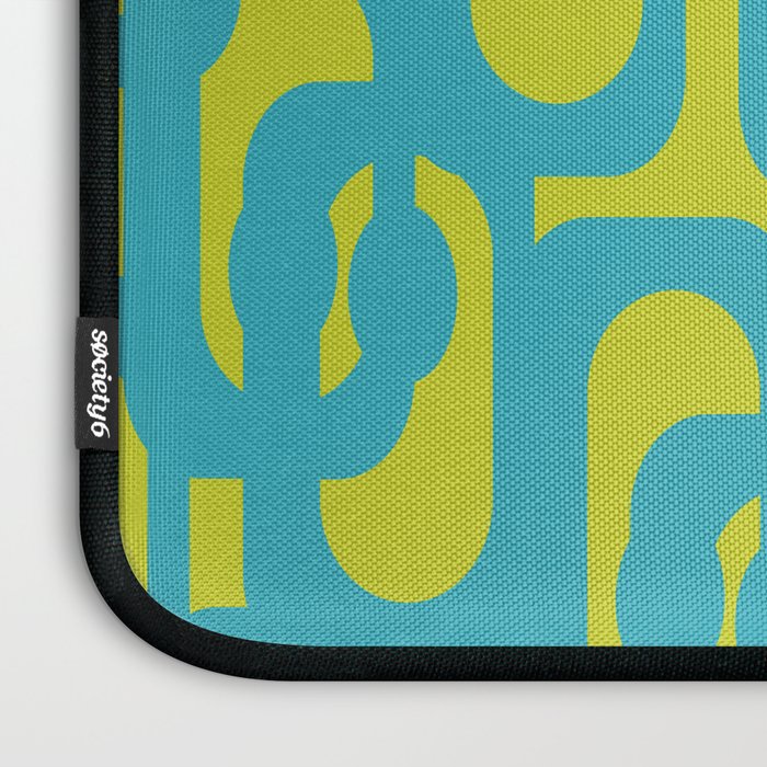 Mid Century Modern Loops Turquoise and Lime Green Pattern Laptop Sleeve Gallery Image 3