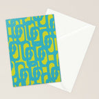 Mid Century Modern Loops Turquoise and Lime Green Pattern Stationery Card Gallery Image 2