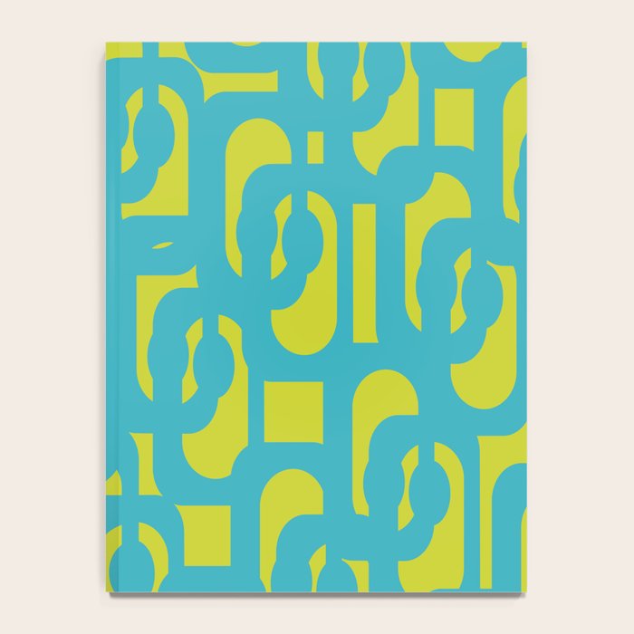 Mid Century Modern Loops Turquoise and Lime Green Pattern Notebook Gallery Image 4