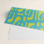 Mid Century Modern Loops Turquoise and Lime Green Pattern Wrapping Paper Gallery Image 2
