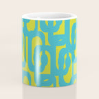 Mid Century Modern Loops Turquoise and Lime Green Pattern Coffee Mug Gallery Image 4