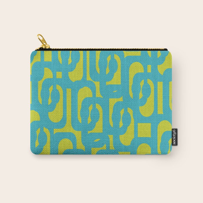Mid Century Modern Loops Turquoise and Lime Green Pattern Carry All Pouch Gallery Image 1