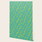 Mid Century Modern Loops Turquoise and Lime Green Pattern Wallpaper Gallery Image 2