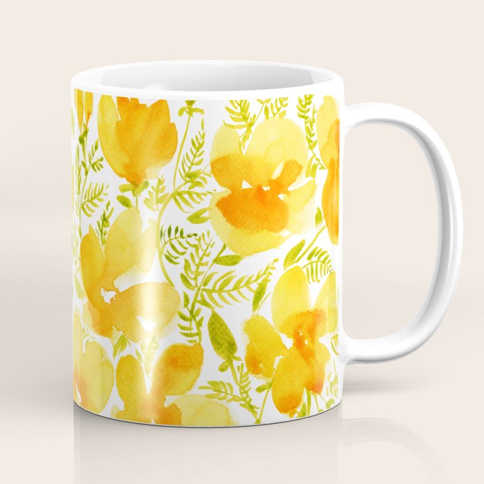 Watercolor California poppies (Quad set, #2) Coffee Mug Gallery Image 1