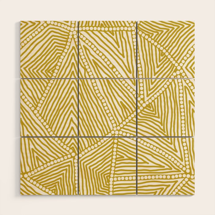 Authentic Aboriginal Art - The Fields (Mustard2) Wood Wall Art Gallery Image 1