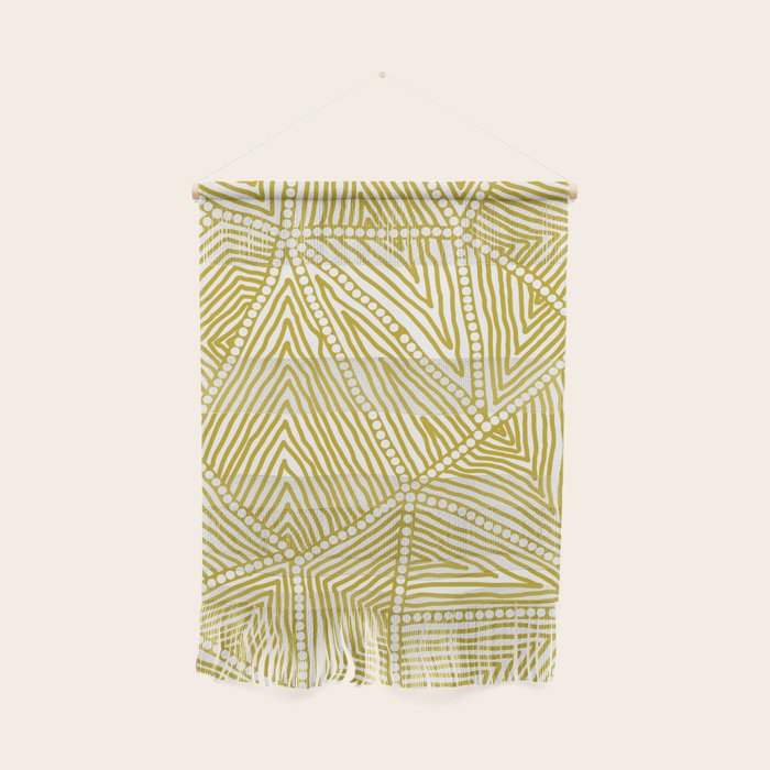 Authentic Aboriginal Art - The Fields (Mustard2) Wall Hanging Gallery Image 1