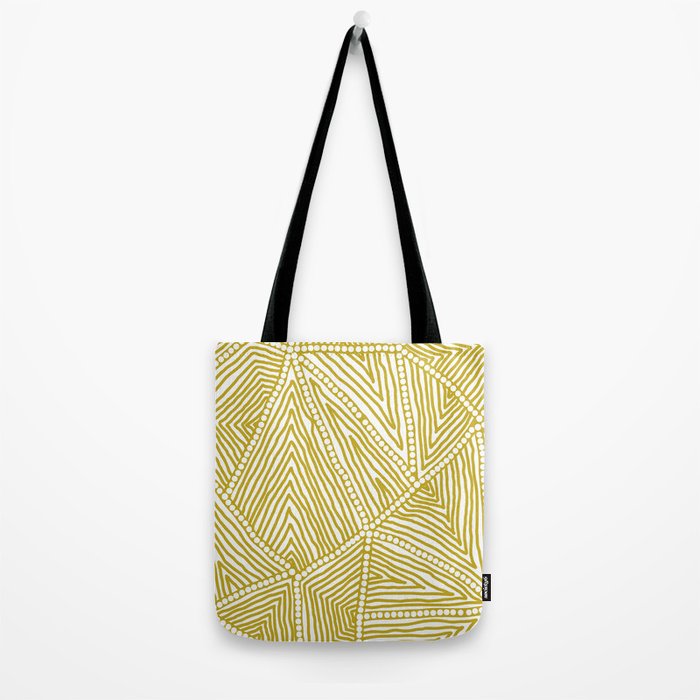 Authentic Aboriginal Art - The Fields (Mustard2) Tote Bag Gallery Image 2