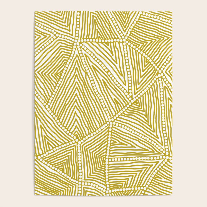 Authentic Aboriginal Art - The Fields (Mustard2) Poster Gallery Image 4